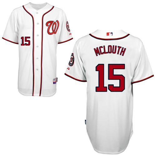 Nate McLouth #15 Youth Baseball Jersey-Washington Nationals Authentic Home White Cool Base MLB Jersey